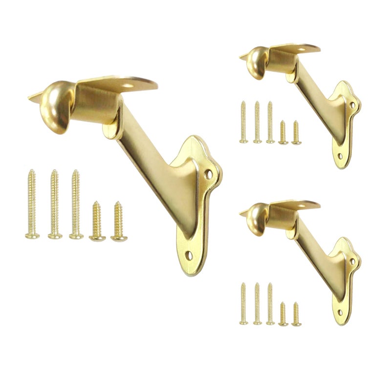 HOWTOOL Stair Handrail Brackets Wooden Railing Support Champagne Brass, 3 Pack | HOWTOOL - Image 1